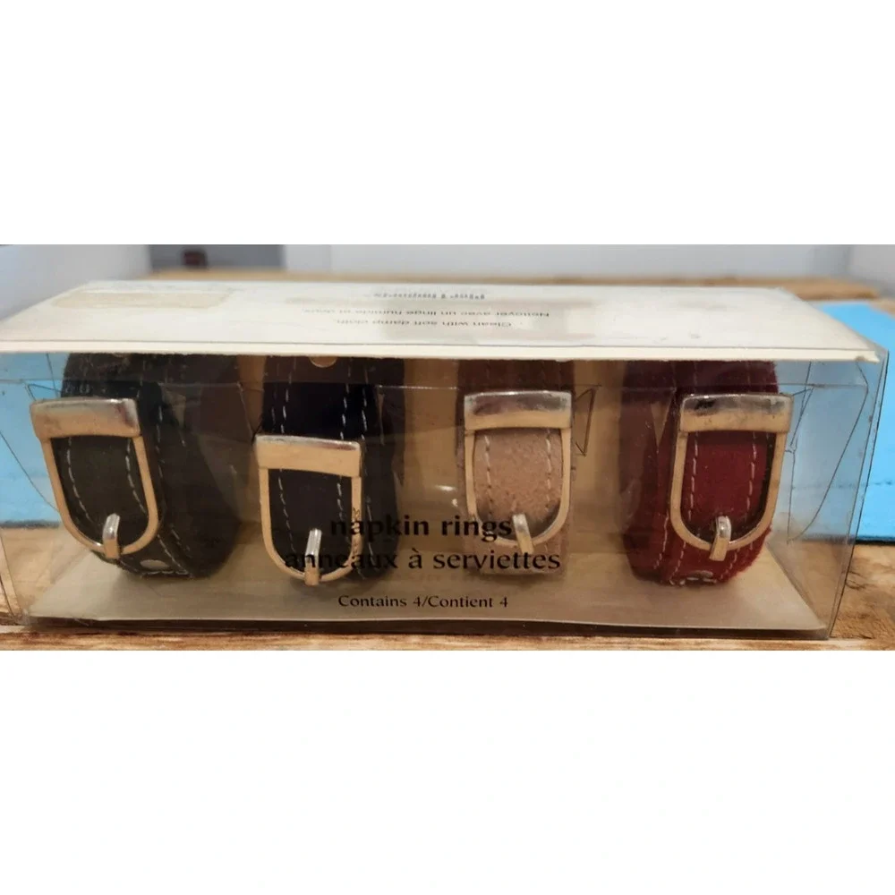 Pier 1 Imports Set Of Four Watch Band Themed Napkin Rings In Original Box